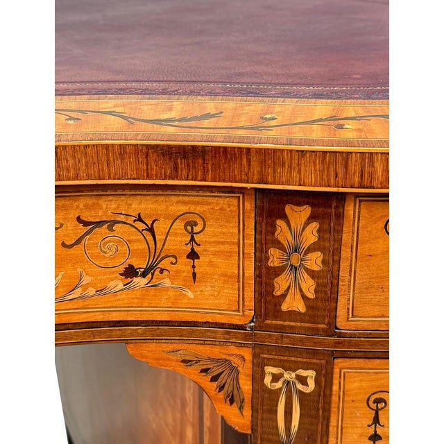 Kidney-Shaped Satinwood Desk from Edwards & Roberts, Late 19th Century For Sale - Image 4 of 15