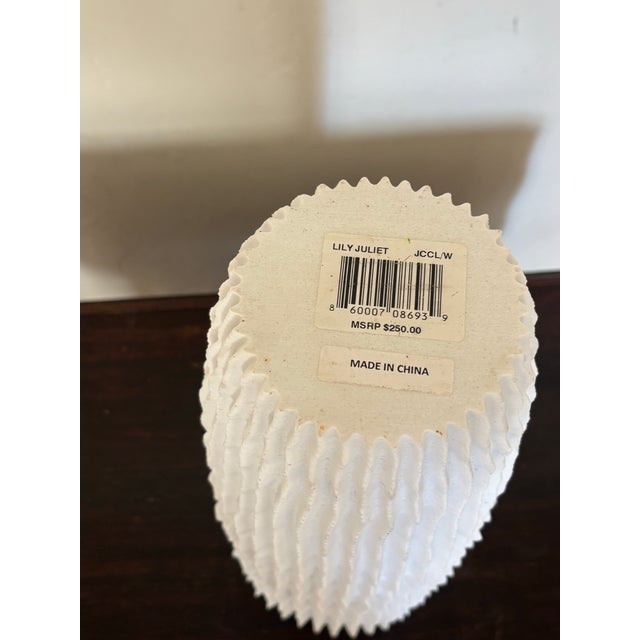 Lily Juliet Handcrafted White Resin "Cactus" Fluted Vase For Sale - Image 4 of 4