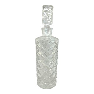 Vintage Diamond Cut Crystal Decanter For Sale