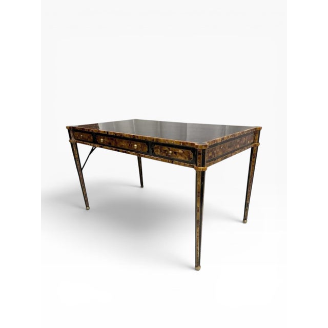 Neoclassical 1980s Maitland-Smith Faux Tortoiseshell Writing Desk For Sale - Image 3 of 12