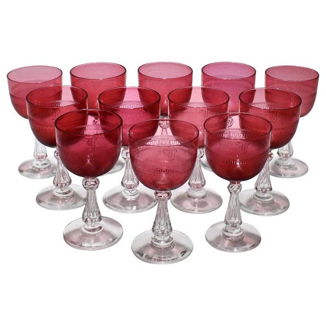 Antique Cranberry Red Crystal Cordial Wine Glasses Set of 12 Chairish