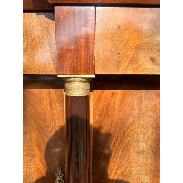 Wood 19th Century French Empire Flam Mahogany Marble Top Sideboard / Credenzas For Sale - Image 7 of 12