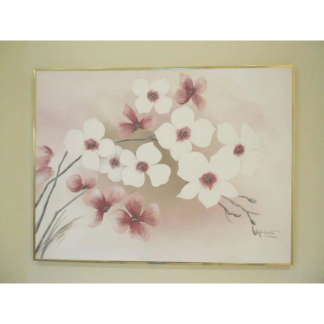 Pink Mid 20th Century Cherry Blossom Still Life Painting, Framed For Sale - Image 8 of 11