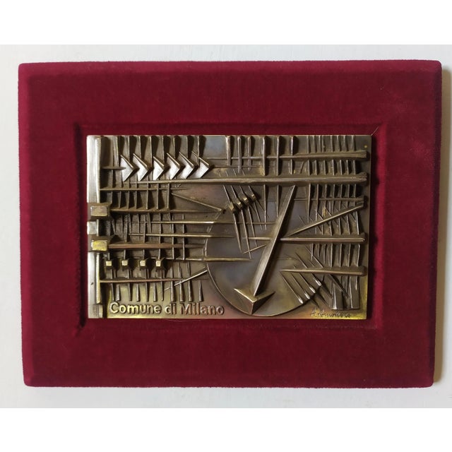 Metal Bronze Bas-Relief Sculpture by Arnaldo Pomodoro for Johnson, 1978 For Sale - Image 7 of 11