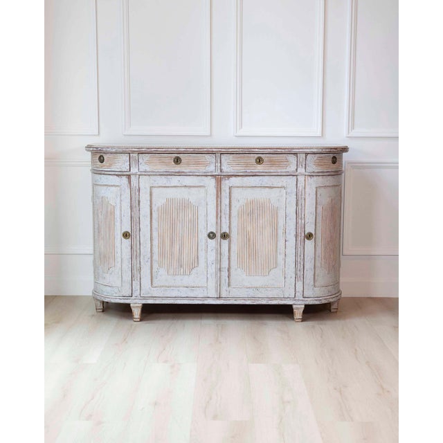 Wood Swedish 19th Century Gustavian Style Four-Door Demi Lune Buffet, c. 1880 For Sale - Image 7 of 14