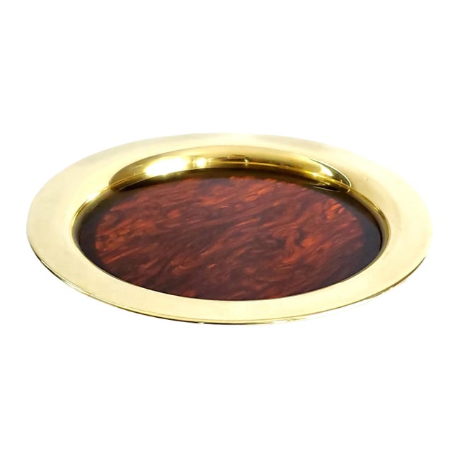 Christian Dior Tray Lucite Tortoise Shell & Brass For Sale - Image 4 of 11