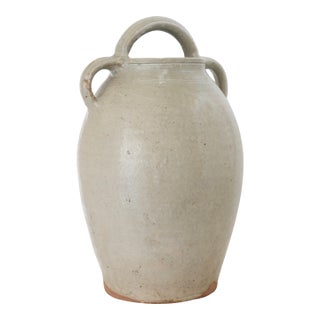 16" Antique French Glazed Terracotta Jug For Sale