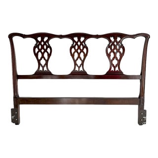 1940s Chippendale Style Mahogany Full/Queen Headboard by Old Colony Furniture For Sale
