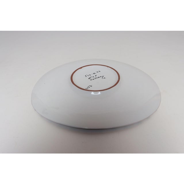 Scandinavian Geometric and Floral Hand-Painted Fajance Platter by Elle Norway For Sale - Image 10 of 16