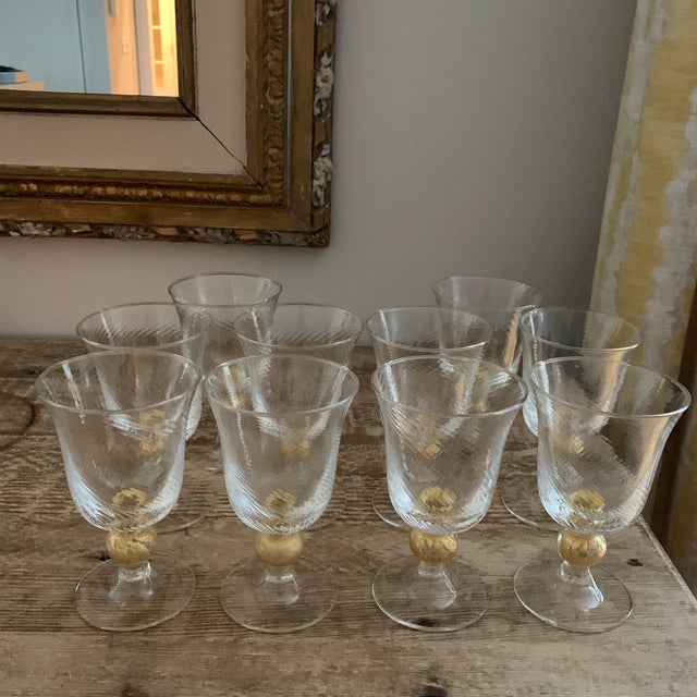 Vintage Gold Italian Murano Glass Swirl Wine Glasses Set of 10 Chairish