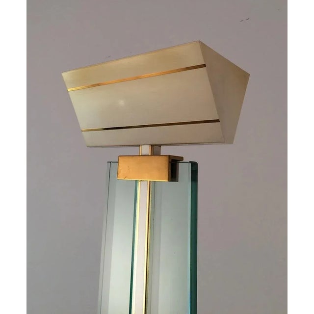 Glass, Brass and Lacquered Metal Floor Lamp, Circa 1970 For Sale - Image 4 of 11