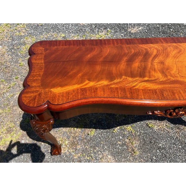 Late 20th Century Henkel Harris Chippendale Style Carved Mahogany Console Table For Sale - Image 5 of 12
