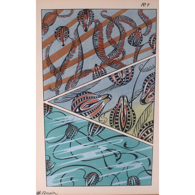 Print Sz: 13 5/8"H x 9 1/4"W Frame Sz: 17 7/8"H x 13 5/8"W w/ coral mat & gilt bamboo frame Artist: E. H. Raskin