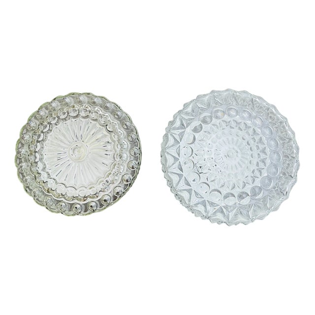 Clear Glass Flush Mount Lights, 1990s, Set of 2 For Sale