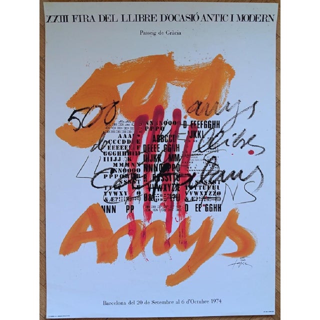 Antoni TAPIES (1923-2012) 500 years of the Catalan Book Original exhibition poster - "Fira del Llibre d'ocasio" - 1974...