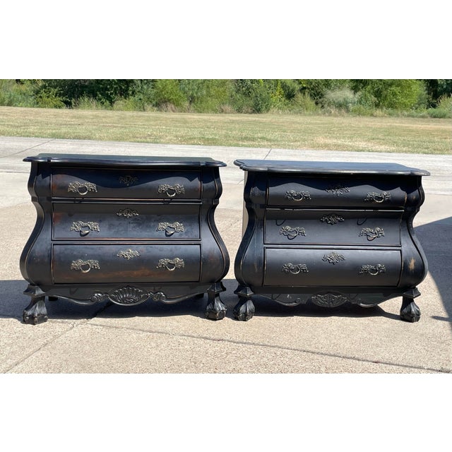 French Country Dutch Bombe Commodes - a Pair For Sale - Image 3 of 9