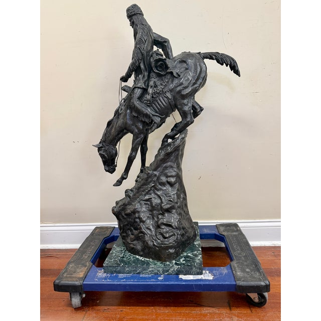 1990s Mega Sized 41” Reproduction of Frederic Remington Bronze the “Mountain Man” For Sale - Image 15 of 16