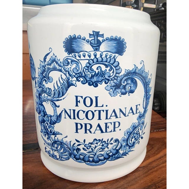 Holland Delft Fine Ceramic Lidded Apothecary Jar For Sale - Image 11 of 11