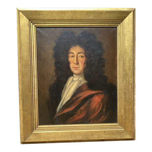 Antique Oil Painting Portrait of 17thC Gentleman, Gold Leaf Gilt Frame, Signed