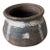 Small Vintage Rustic Indian Brown Clay Pot With Custom Metal Ring For Sale