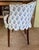 Antique Regency-Style Blue and White Floral Barrel Vanity Chair For Sale - Image 4 of 5