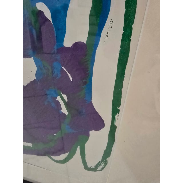 Mid-Century Modern Vintage Mid Century Modern Abstract Painting Magenta For Sale - Image 3 of 7