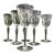Vintage Etched Floral Wine Glasses, Set of 6, Mid-Century Barware For Sale