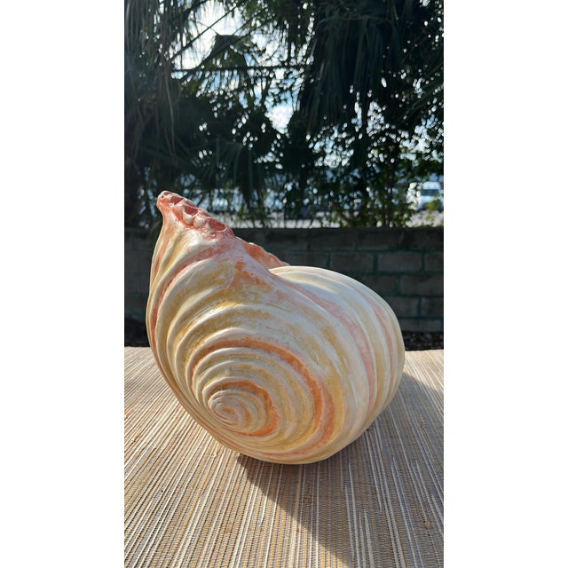 Large Vintage Mexican Hand Painted Ceramic Shell For Sale In Tampa - Image 6 of 12