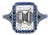 3.65ct Lab Grown Diamond Estate Ring With Blue Sapphire Accents: Platinum, Size 4.5 For Sale