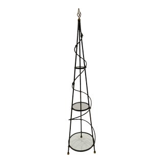 Maitland Smith 3 Tier Spiral Iron & Glass Etagere Shelves For Sale