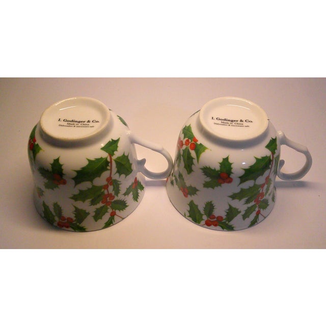 Ceramic Vintage I. Godinger & Co Holly Berry Christmas Cup and Saucer - 4 pcs For Sale - Image 7 of 11