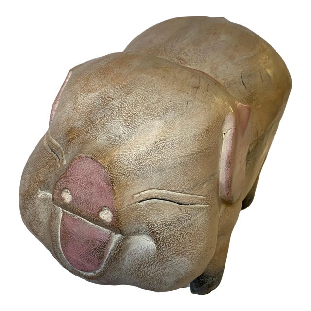 Hand Carved and Painted Wooden Happy Big For Sale