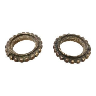 Antique Late 19th Century Bronze 1 1/2" Rings Drawer Pulls a Pair For Sale