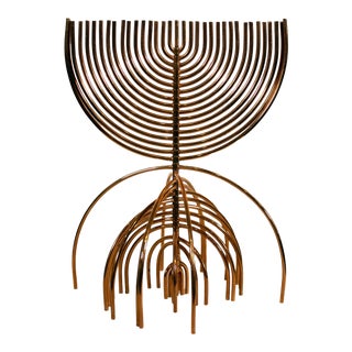 1980s The Agam 477/900 Kinetic Art Brass & 24K Gold-Plated Menorah Signed by Yaacov Agam For Sale