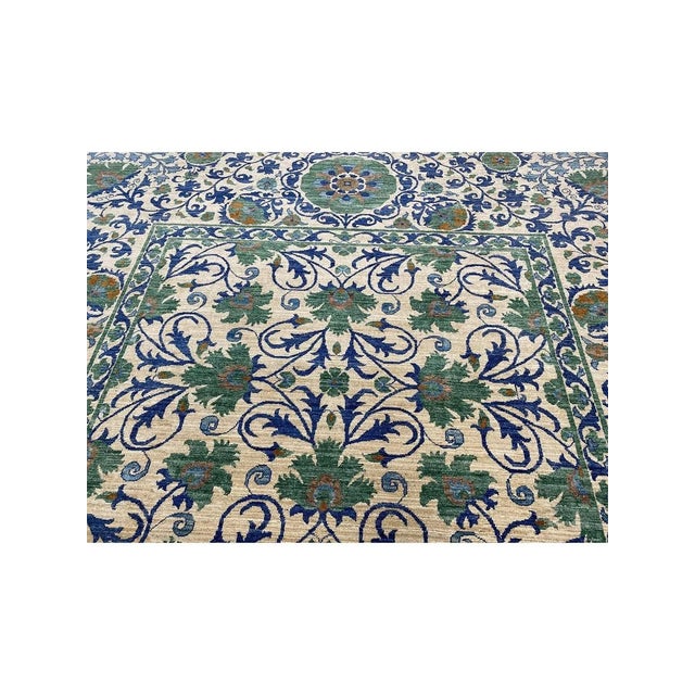 1990s 1990s Handwoven Transitional Suzani Area Rug 10x13 For Sale - Image 5 of 9