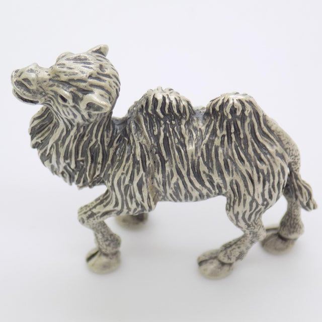 Metal Vintage Italian Handmade Genuine Silver Camel Detailed Figurine Miniature Sculpture For Sale - Image 7 of 10