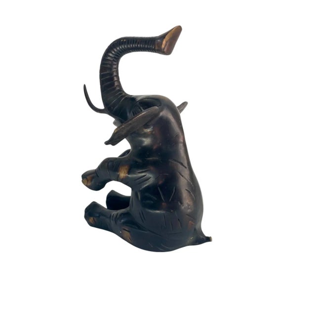 Brass Large Solid Brass Elephant Figurine For Sale - Image 8 of 10