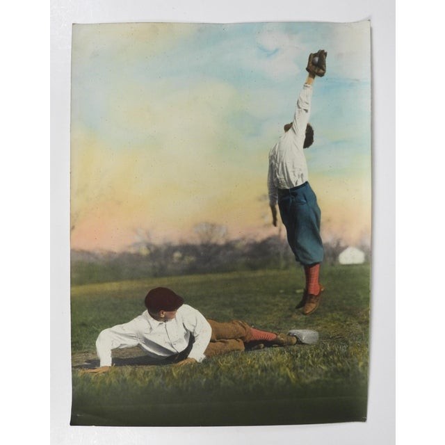 Early 20th century colortone advertising photograph of young baseball players. Unsigned. Unframed, edge and corner wear.