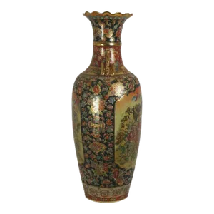 19th Century Tall Japanese Floral Porcelain Vase