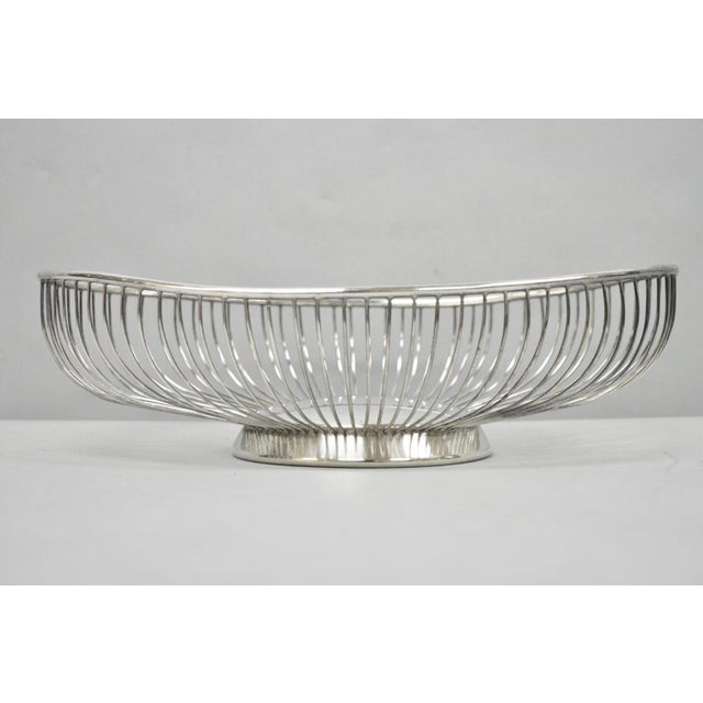 Mid-Century Modern Vintage Mid Century Modern Eales Italy Silver Plated Wire Fruit Bread Basket For Sale - Image 3 of 10