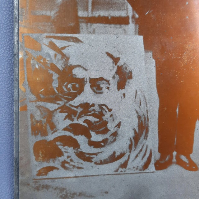 Black Filippo Marinetti, Portrait of Rougena Zatkova, 1960s, Cliché Silkscreened Metal Plate For Sale - Image 8 of 11