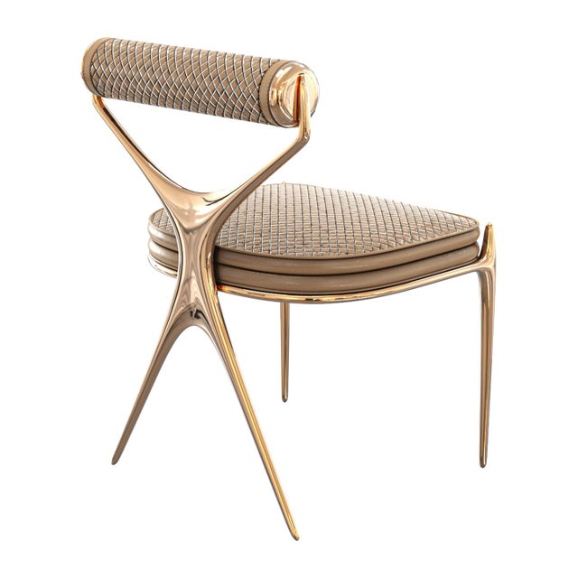 "Incandescenza" Chair, With Bronze & Woven Leather, Tailor Made For Sale In Los Angeles - Image 6 of 7