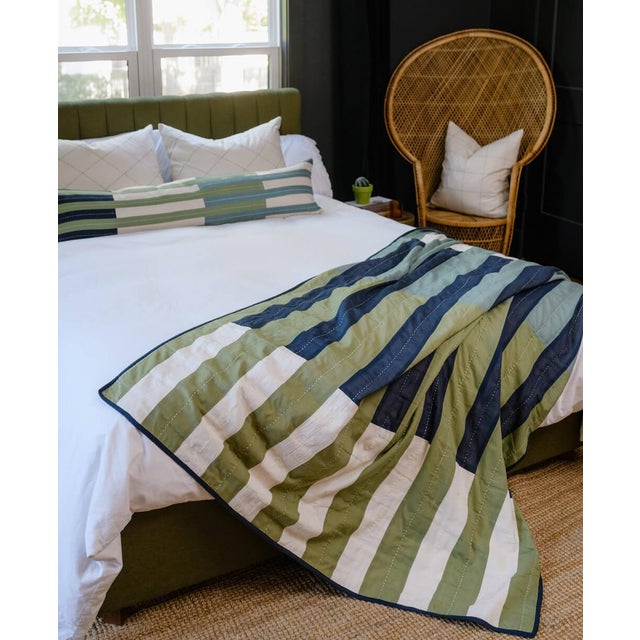 Textile Anchal Offset Patchwork Quilt For Sale - Image 7 of 9