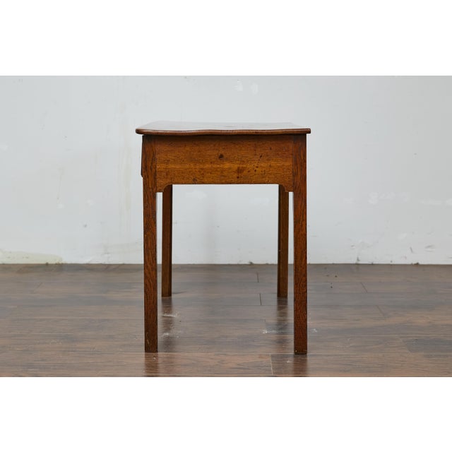 19th-Century English Georgian Oak Side Table with Chippendale Brass Hardware For Sale - Image 10 of 12