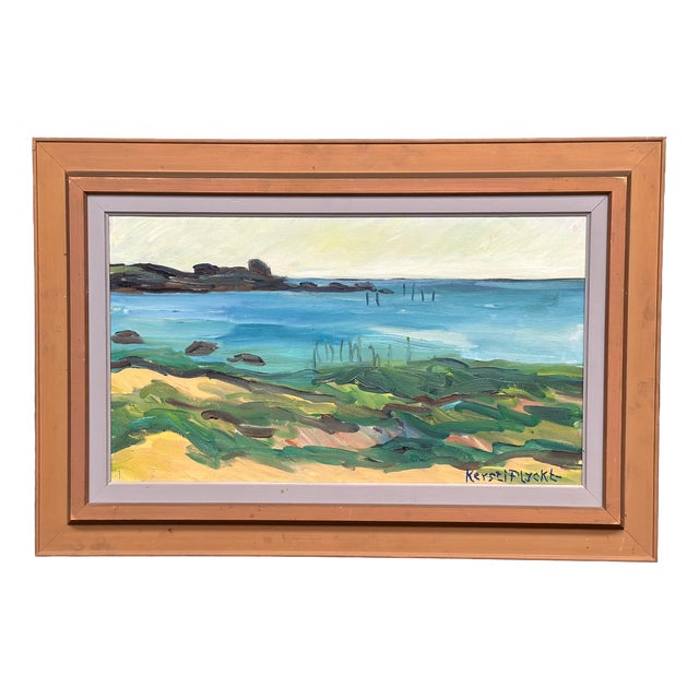 Kersti Flyckt, Coastal Landscape, 1950s, Oil on Canvas, Framed For Sale