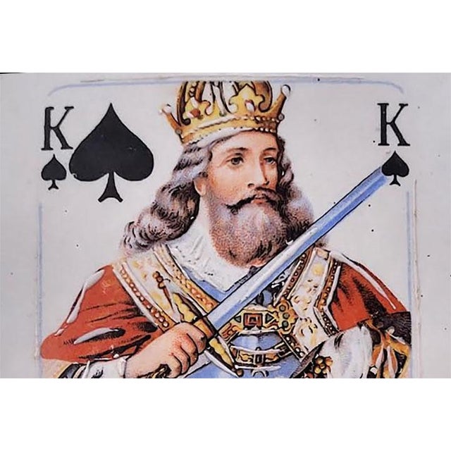 Early 20th Century Playing Cards Wall Plaques Genuine Porcelain Hand Enameled 24k Gold Rim Ny Queen Hearts King Spades For Sale - Image 5 of 7