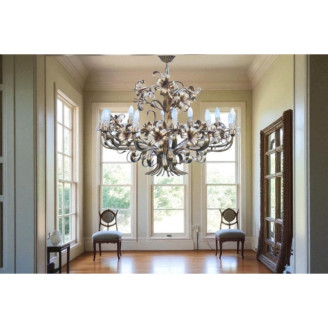 1980s Large Hollywood Regency Calla Lily Chandelier with 12 Lights attributed to Hans Kögl, 1970s For Sale - Image 5 of 16