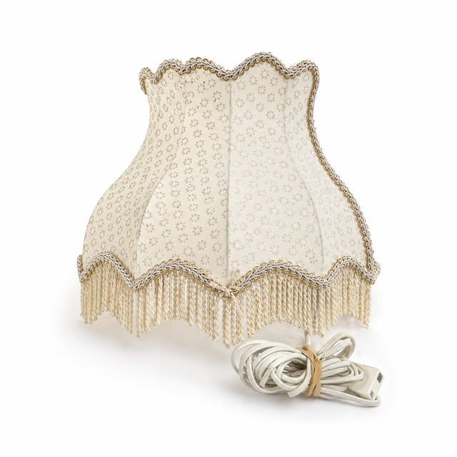 1960s Swedish Wall Sconces With Fringed Floral Fabric Shades, Hollywood Regency - a Pair For Sale - Image 4 of 6