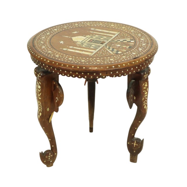 Wood Anglo-Indian Taj Mahal Side Table in Teak, 1950s For Sale - Image 7 of 18