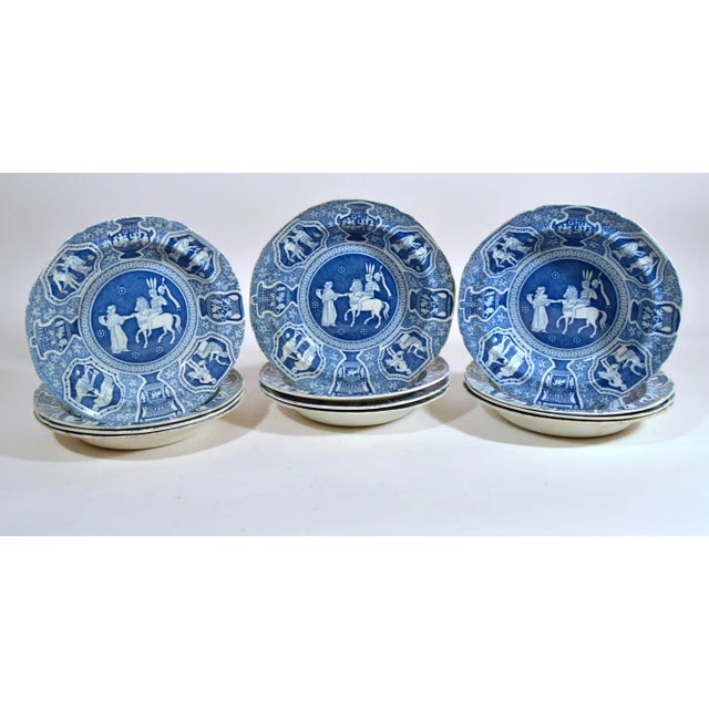 Early 19th Century Spode Neo-Classical Greek Pattern Blue Soup Plates-Set of Ten For Sale - Image 5 of 5